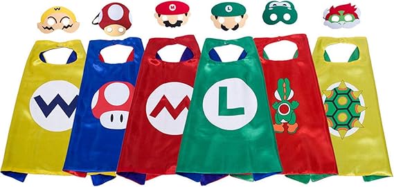 Amazon スーパーマリオコスチューム 子供用 ヨッシーコスチューム マリオケープ マリオマスクセット マリオ誕生日パーティー用品 マリオコスチューム 男の子用 6パック キッズコスチューム おもちゃ