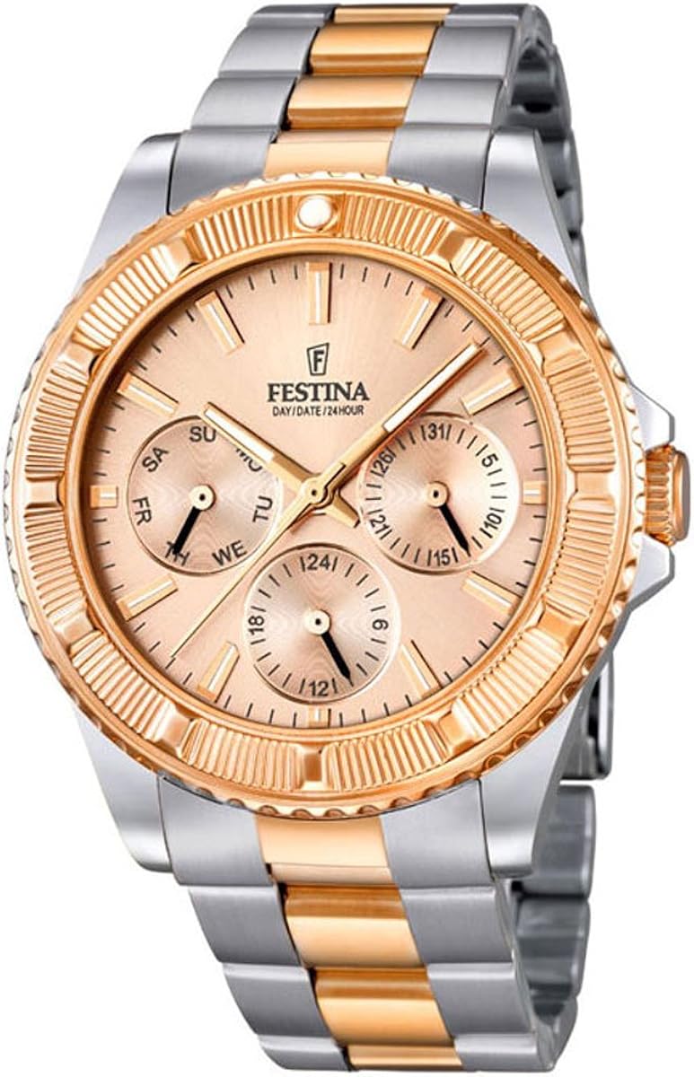 Festina Unisex Quartz Watch with Rose Gold Dial Analogue Display and
