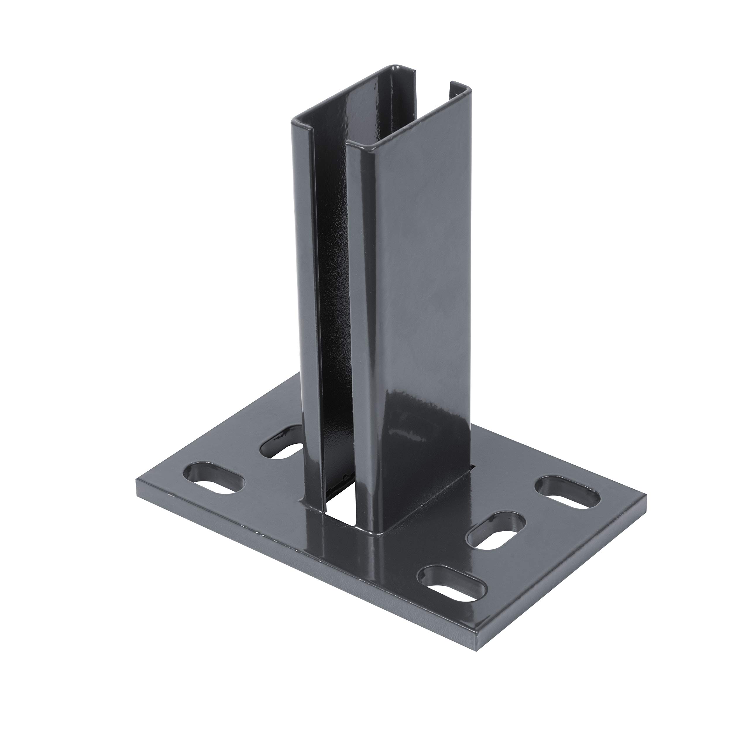 Alberts 686086 Post Holder for Fence Posts for Double Rod Panels | Screw-On | Hot-Dip Galvanised Anthracite Plastic-Coated RAL 7016 | Plate 150 x 100 mm | for Posts 60 x 40 mm