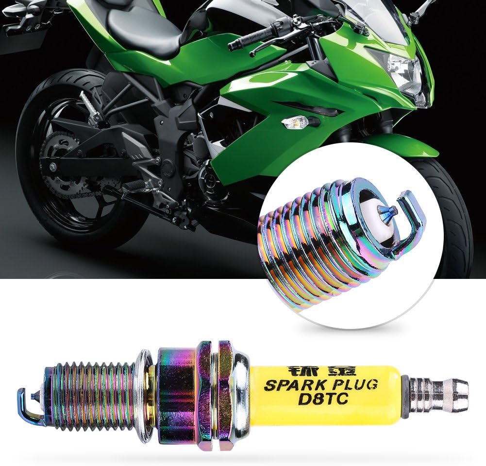 Qiilu 4Pcs D8TC Spark Plugs for Motorcycle Scooter ATV Dirt Bike - Image 3