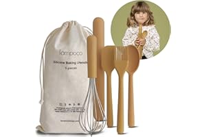 TAMPOCO DESIGN LLC Tampoco Real Kids Cooking & Baking Set – Montessori Kitchen Tools for Real Cooking with Food-Safe Silicone Utensils – Functional & Fun Gift for Young Chefs