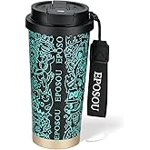 EPOSOU Travel Coffee Mug,leak proof travel mug tumbler with Flip Lid,Reusable Insulated Stainless Steel Cold&hot Brew,16oz,Gifts for Women Men Him Her,for Travel, Hydration, Sports(Monsters)