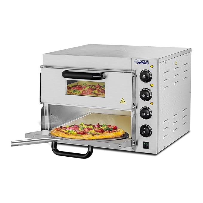Royal Catering Pizzaofen Pizza-Backofen RCPO-3000-2PS-1 (2 Backkammern, 3000 W, getrennt regulierbare Hitze, 2 Schamotte-Stei