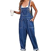 Justalwart Women Oversized Adjustable Strap Denim Bib Overalls Jeans Pants Baggy Rompers Jumpsuits with Pockets