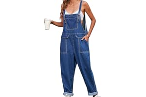 Justalwart Women Oversized Adjustable Strap Denim Bib Overalls Jeans Pants Baggy Rompers Jumpsuits