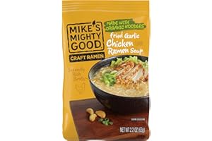 Mike's Mighty Good Ramen Chicken Noodle Soup Pillow Pack - Fried Garlic Chicken Instant Ramen Noodles - Organic Non-GMO - 2.2 Ounces - 7 Pack