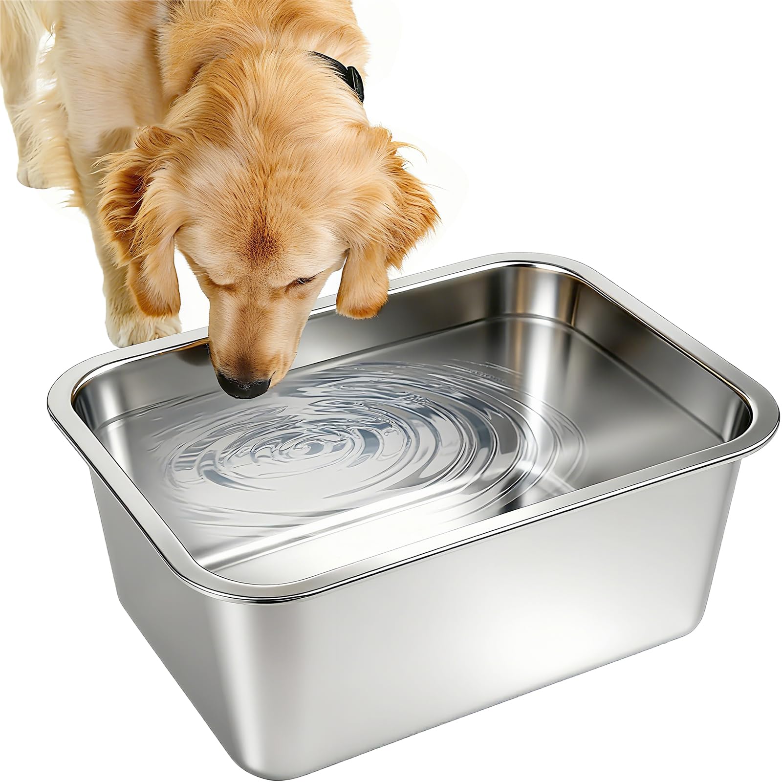Photo 1 of Lonepetu 3 Gallons Large Dog Water Bowl, Stainless Steel Metal Dog Bowls, Large Capacity Pet Food Bowl Water Dish for Indoor and Outdoor Universal for Medium to Giant Dogs