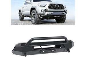 KUAFU Front Winch Bumper Compatible with 2016-2023 Toyota Tacoma Guard Bull Bar W/Winch Mount 4x4 Front Bumper Split Type Bru
