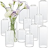 Bud Vases in Bulk Set of 12, Glass Small Vases for Flowers, Modern Cylinder Flower Vases for Wedding Centerpiece, Living Room Decorative, Home Decor