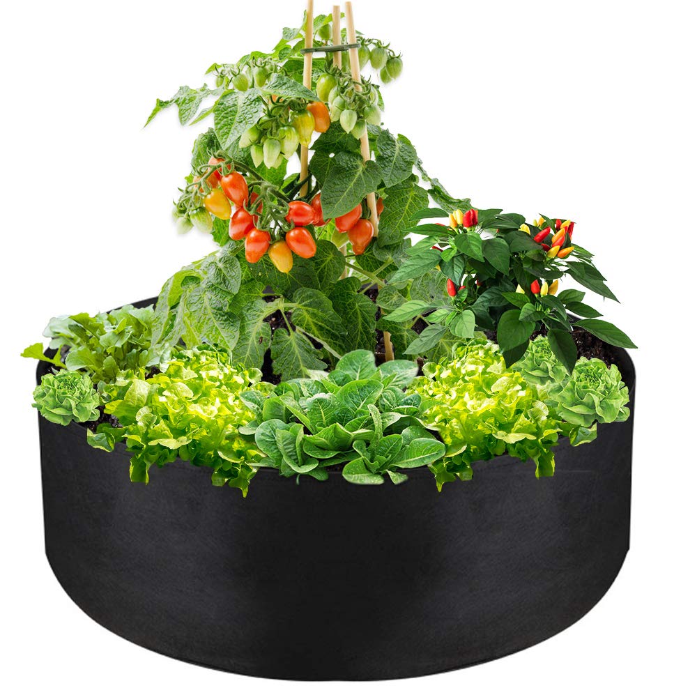 Photo 1 of IWNTWY 50 Gallon Large Grow Bag, Heavy Duty Fabric Round Raised Garden Bed Planter Pots for Planting Herb Flower Vegetable Potato Plants (36" D x 12" H, Black)