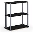 Furinno Turn-S-Tube 3-Tier Compact Multipurpose Shelf Display Rack with Square Tube, Black/Grey