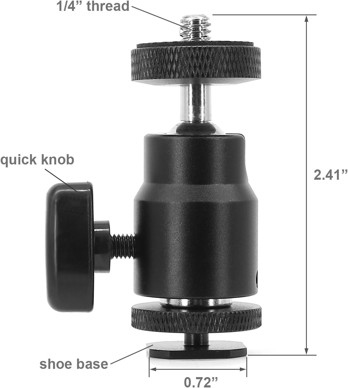 Ball Head Hot Shoe Mount Adapter 360 Degree Swivel Ballhead Shoe Mount 1/4" Tripod Screw Head with Lock and Hot Shoe Adapter for DSLR Camera Camcorder Video Light LCD Monitors Photography Studio - Image 5