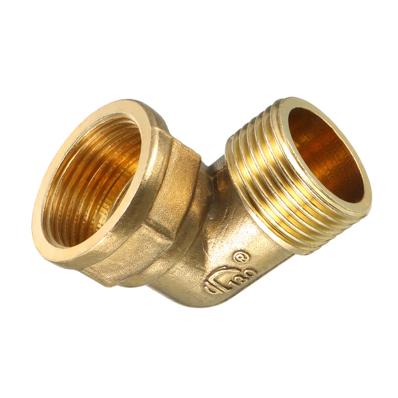 DTGN 1 BSP x 1 BSP (Male x Female) 90 Degree Brass Pipe Fitting - Good for Water Pipe System - Brass Elbow Adapter - Gold Tone