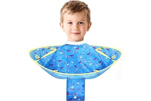 ANCABLE Hair Cutting Cape, Reusable Waterproof Kids Hair Cut Cape Umbrella with Hair Storage Pocket for Kids Toddler, No Crying, Salon Level Hairdressing Experience