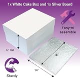 Culpitt 18x14 Inch Cake Board & White Cake Box Combo Silver Fern Drum view 3