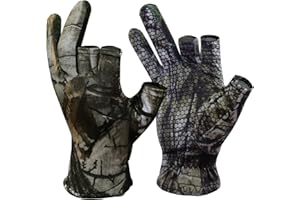 FAVUIT Camo Fingerless Turkey Hunting Glove - Lightweight Anti-Slip Fishing Glove - Outdoor Camouflage Gear - Archery Accessories for Men & Women