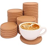 50 Pack 4 Inch Round Cork Coasters with Lip - Absorbent, Heat Resistant, Multi-Use for Drinks, Crafts, DIY Projects, Wine Glass, Mug, Coffee Cup, Plants
