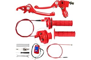 Retepif Brake Lever Cable Folding Clutch Throttle Handle Grips Cable Kit for RFZ125 DBX15 X18 X19 Tao Tao 50cc 70cc 110cc 125cc 150cc Apollo DB17 DB27 Coolster M125 SSR Pit Dirt Bike Motorcycle (RED)