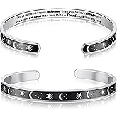 Yifnny Inspirational Bracelets for Women, Stainless Steel Cuff Bracelets Jewelry Inspirational Birthday Gifts Engraved Bracelets for Friends Women