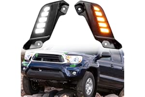 KeeForthewin Led Daytime Running Lights Compatible with Toyota Tacoma with White Fog Light Amber Sequential Turn Signal Parts and Accessories (2011-2015)