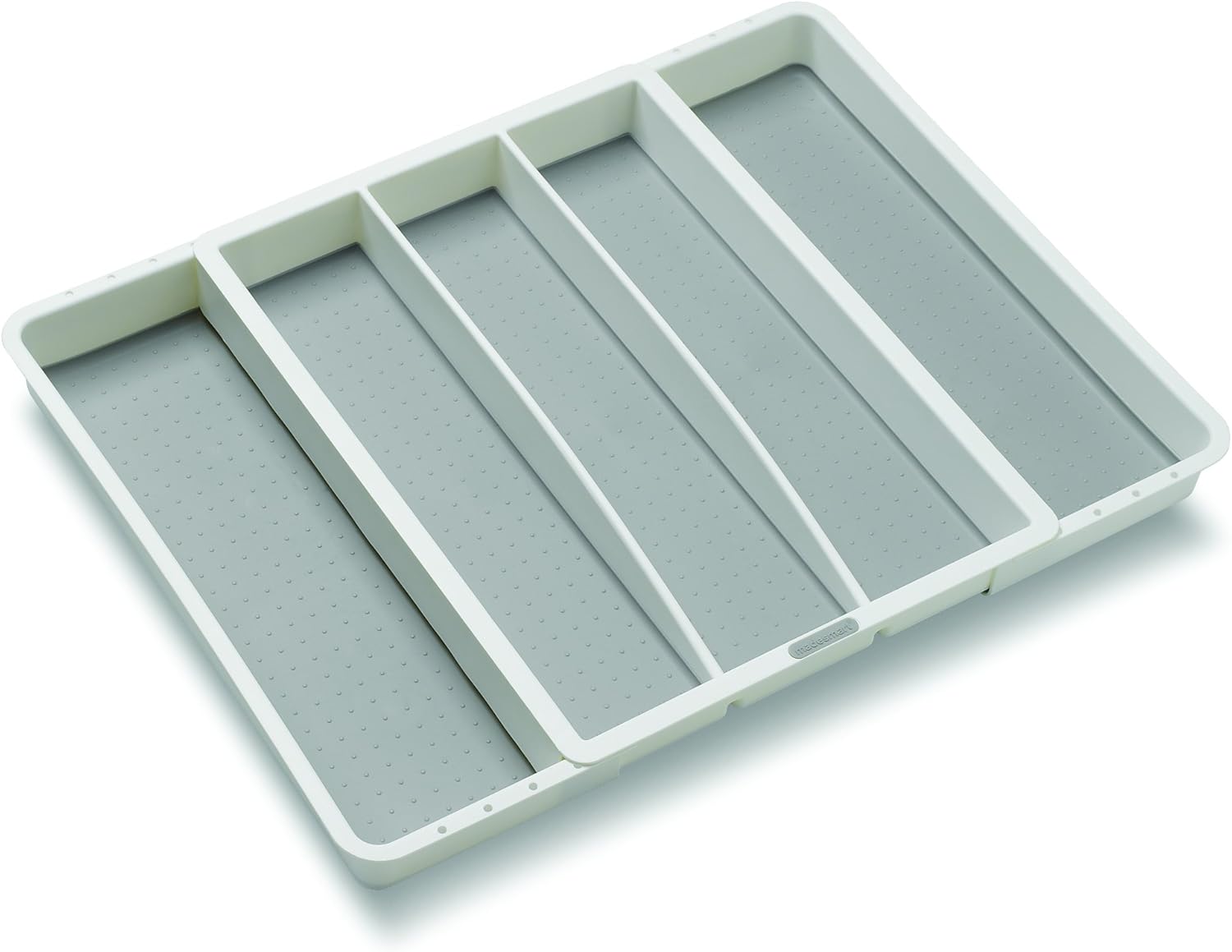 Madesmart Expandable Utensil Tray-White | Classic Collection | 5-Compartments | Kitchen Organizer | Soft-Grip Lining and Non-Slip Rubber Feet | Easy to Clean | BPA-Free