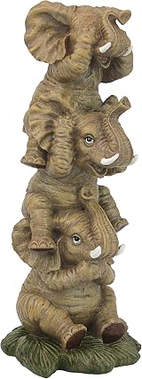 Design Toscano Hear No See No Speak No Evil Stacked Elephants Statue Polyresin view 7