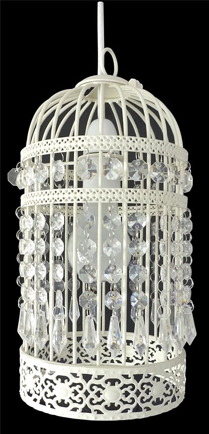 Lantern Birdcage Light Fitting White Easy Fit Ceiling Light Shade
