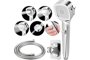 PETUTU RV Shower Head With Hose Set,High Pressure RV Shower Head,3 Spray Modes Shower Head,With 60"Hose And Adjustable Self-Adhesive Holder, Drill-Free Handheld Shower Head,Water Saving On/Off, For RV Camper