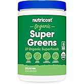 Nutricost Organic Super Greens Powder (30 Servings) - Superfood Supplement Drink Mix (30 Servings, No Flavor Added)