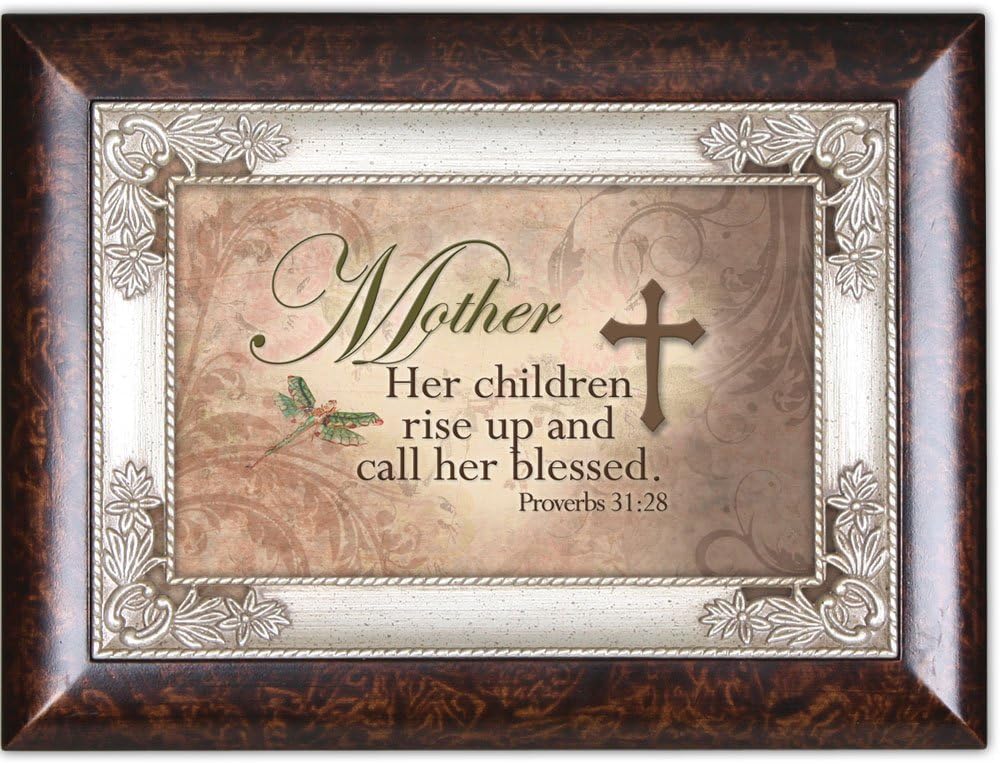 Cottage Garden Mother Rise Up Call Her Blessed Burlwood Jewelry Music Box Plays Amazing Grace