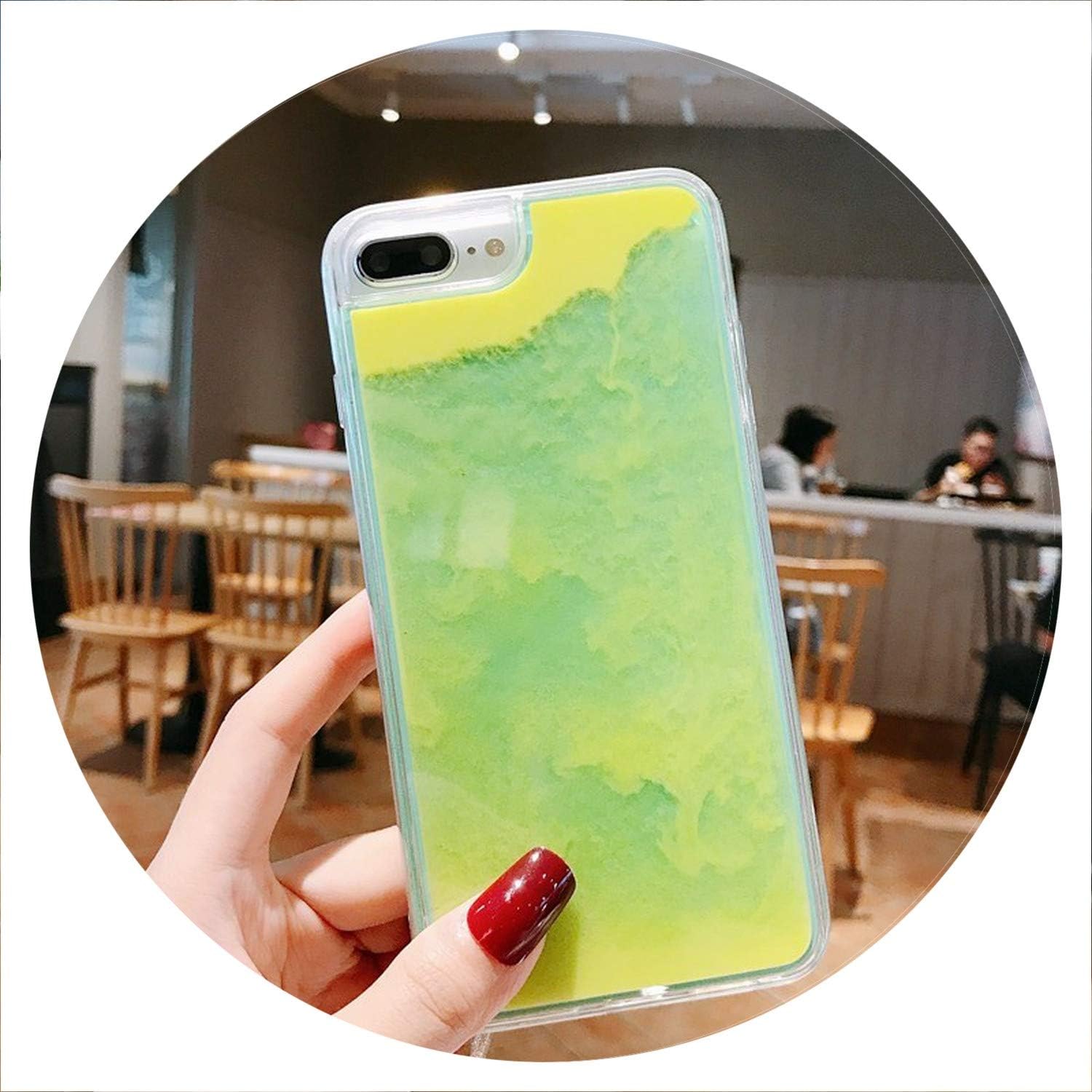 Luminous Neon Sand Case for iPhone Xr Xs Max X 6 6S S 7 8 Plus Glow in The Dark Liquid Glitter Quicksand Phone Cover Capa,Yellow,for iPhone 6S