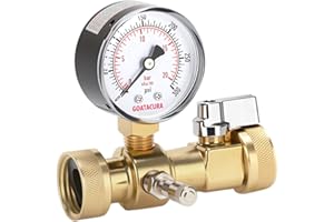 GOATACURA 0-300psi Air Over Water Test Kit, 2” Dial Size, 1/4" NPT Lower Mount, with 3/4” Female Hose Tee Connection for Leak