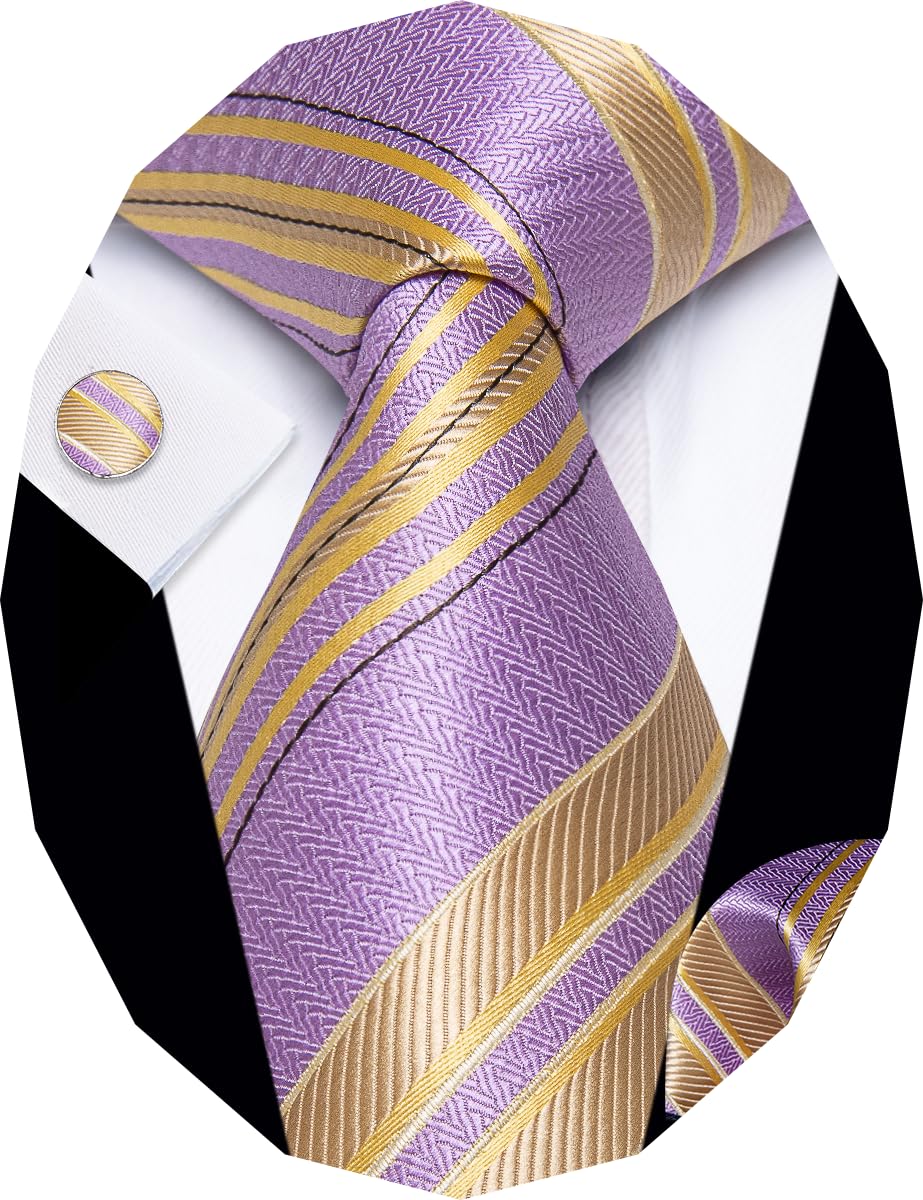YourTies Men's Necktie Yellow Purple Ties Silk