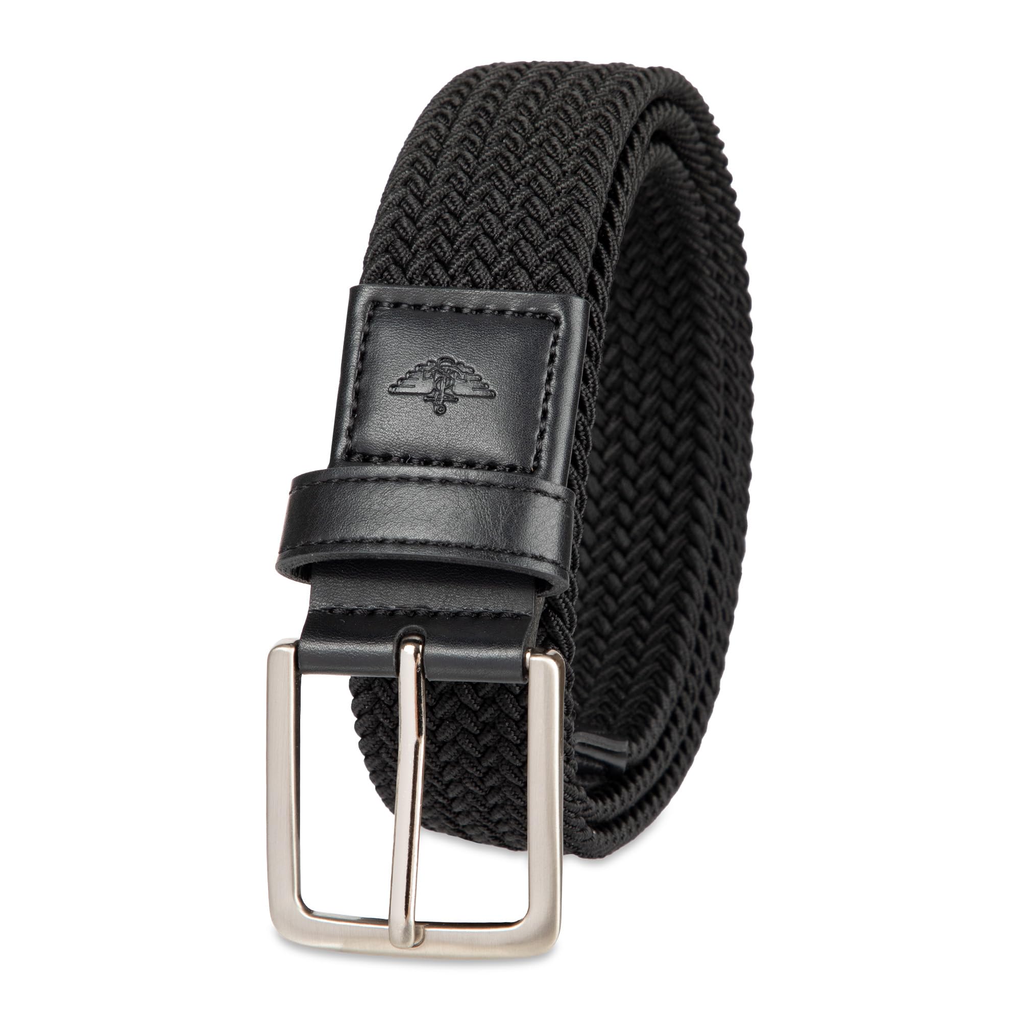 Dockers Men’s 1 3/8 in. Stretch Fabric Braided Belt, Black, Large (38-40)