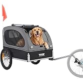 VEVOR Dog Bike Trailer, Supports up to 88 lbs, Pet Cart Bicycle Carrier, Easy Folding Frame with Quick Release Wheels, Universal Bicycle Coupler, Reflectors, Flag, Collapsible to Store