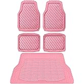CAR PASS Heavy Duty Rubber Pink Car Floor Mats & Cargo Liners, Deep Dish All-Weather Trunk Mats Durable Anti-Slip 3D Rhombus Waterproof Trim to Fit Liner Universal Fit Auto,Sedan,SUV,Truck, Pink