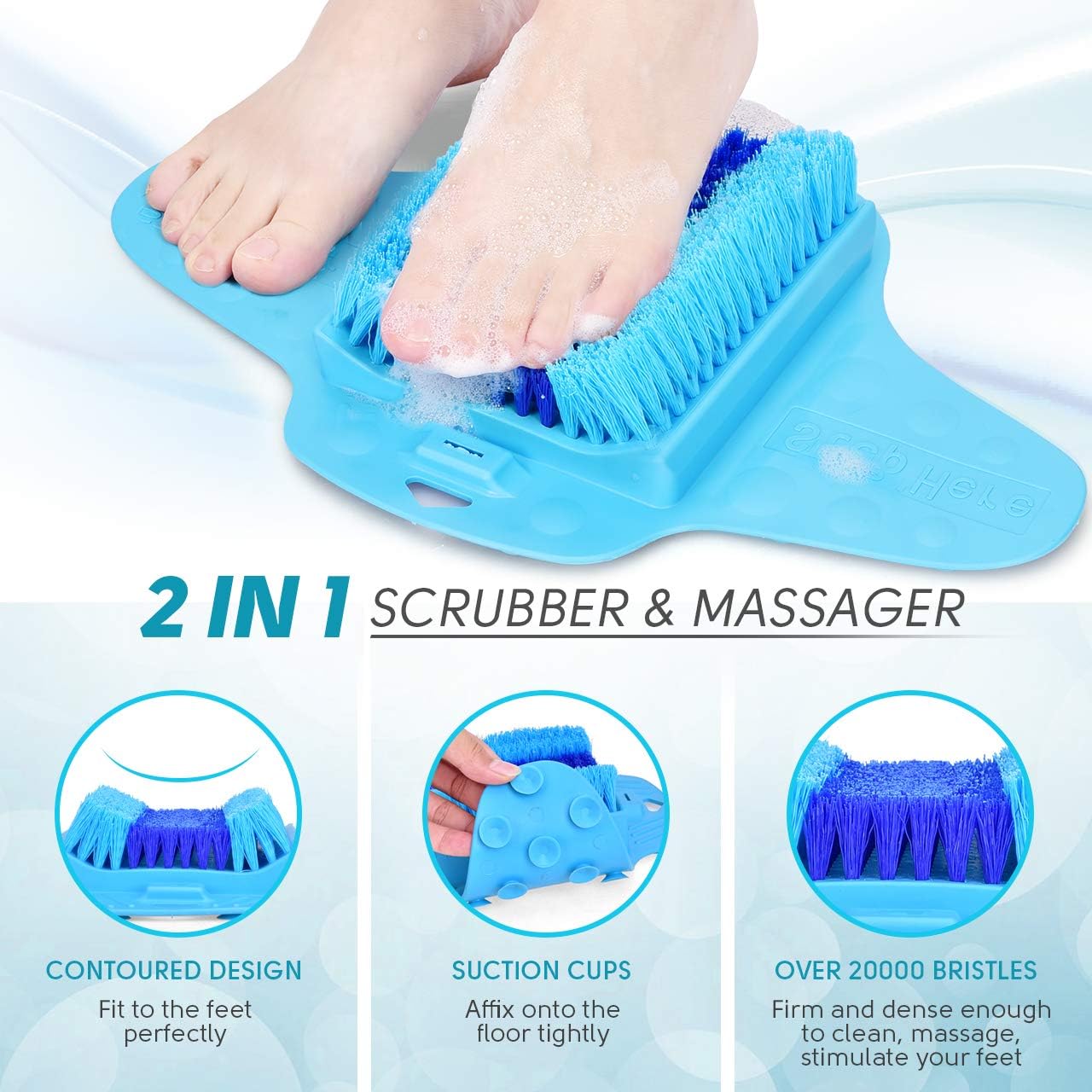 BESKAR Shower Foot Scrubber with Pumice Stone, Foot Clean, Smooth, Exfoliate & Massager Without Bending in The Shower or Bathtub, Foot Dead Skin & Callus Remover- Upgraded Non Slip with Suction Cups: Health & Personal Care