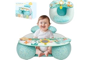 Upgraded Blublu Park Wider U-Shape Inflatable Sit Me Up Floor Seat for Baby 3-36 Months, Portable Baby Chair with Activity Sensory Tray for Sitting Up, Infant Floor Seats & Loungers, Elephant
