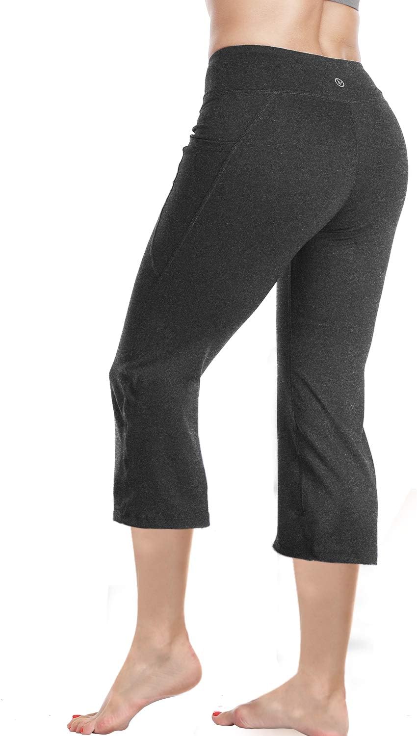 DAYOUNG Womens Bootcut Yoga Pants with Pockets,Long Bootleg Flare Tummy Control Workout Running Pants
