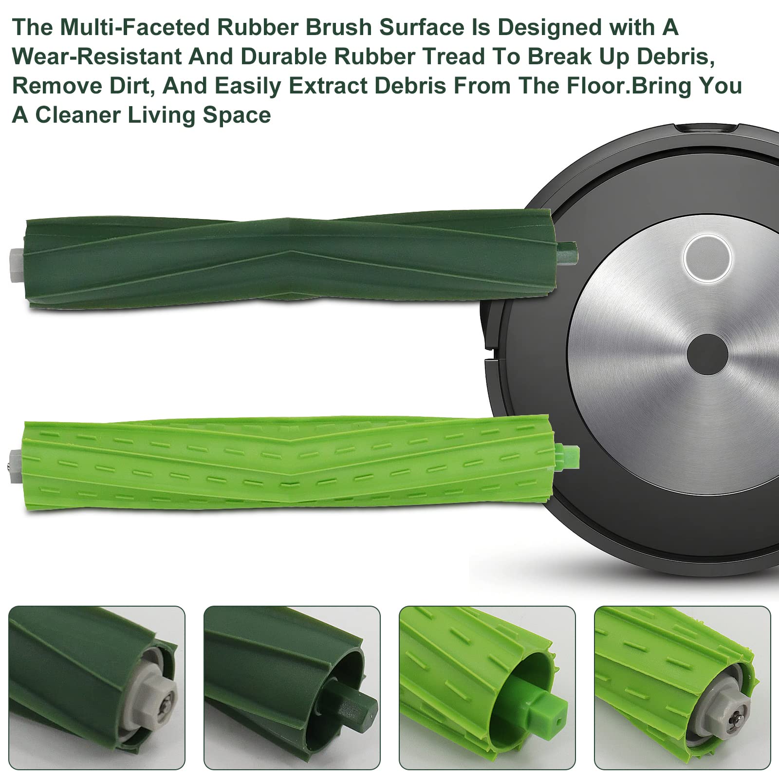 18 Pack Compatible with E/i/j Series Replacement Parts, E5 E6 E7 i2 i3 i3+i4 i4+ i6 i6+ i7 i7+ i8 i8+/Plus, 2 sets of multi-surface rubber roller brush 8 filters 8 side brushes