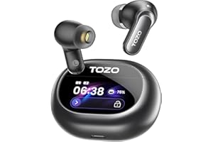 TOZO NC20 Pro Active Noise Cancelling Wireless Earbuds with Smart Touch Screen, LDAC Hi-Res Audio, Stereo Bass, 6 Mics AI Call Ear Buds, 80H Playtime, IPX8 Waterproof, 32 EQ via App, Wireless Charging