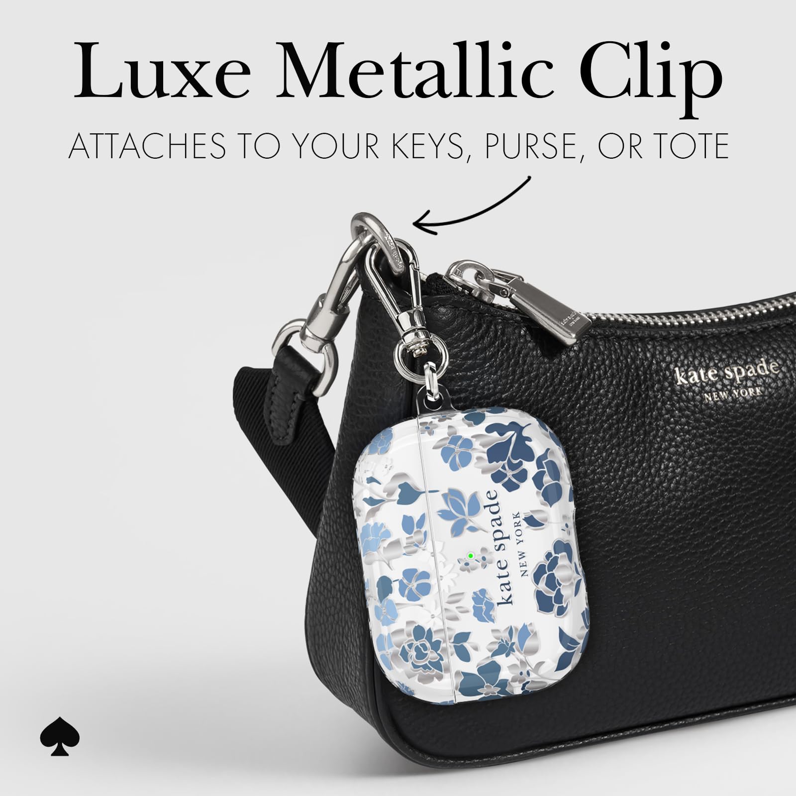 kate spade new york AirPods Pro Protective Case with Keychain Ring | Flowerbed Blue | Compatible with AirPods Pro 2nd / 1st Generation