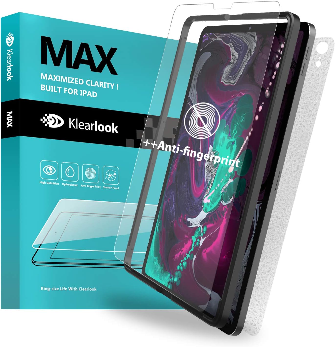 Klearlook Screen Protector Compatible with New iPad Pro 11 inch 2018, Matte Screen Protector with 1 Back Skin [Shock-Proof][Face ID Compatible] [with Easy Install Tool] for 2018 iPad Pro 11"
