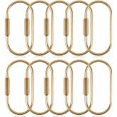 Pdrocus 10 Pcs Gold Solid Brass Carabiner Keychain Clip - Brass Key Ring | Oval Gold Screw Lock Keyring Organizer - Heavy Duty Purse Bag Charms Holder for Handbags- Backpack Accessories for Men Women
