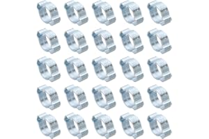 PATIKIL 50 Pack 11-13mm Double Ear Hose Clamp, Galvanized Steel O Clip Crimp Rings for Fuel Petrol Pipe Tube Fitting Connecti