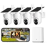 ELYSOO 4K Solar Security Cameras Wireless Outdoor Home System, 4-Cam Kit | No Subscription Required, Encrypted Local Storage, 360&deg; PTZ Cross-Cam Auto Tracking, Smart Detection, Color Night Vision