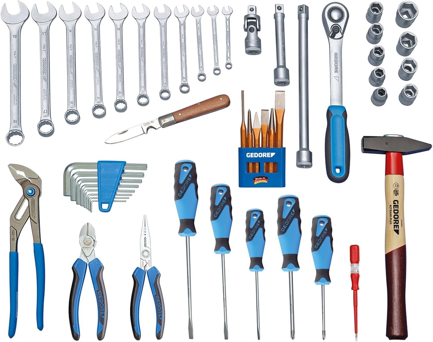 GEDORE TOURING tool case, 49-pc. set, Complete, Universal, Tools, Household, in Plastic case, 1000, Multi-colour - Image 4