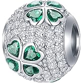 GEMDAZZ 925 Sterling Silver Valentines Day Charms Heart Charms, I Love You to The Moon and Back Pendant, Cupid Arrow and 4 Leaf Clover Beads fit European Bracelets, Gift for Lover/Wife/Girls