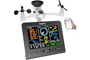 Urageuxy WiFi Weather Station, Wireless Indoor Outdoor Home Weather Stations with Rain Gauge, Wind Speed/Direction, Indoor/Outdoor Thermometer/Humidity, Moon Phrase, Alarm Clock, Barometric Pressure