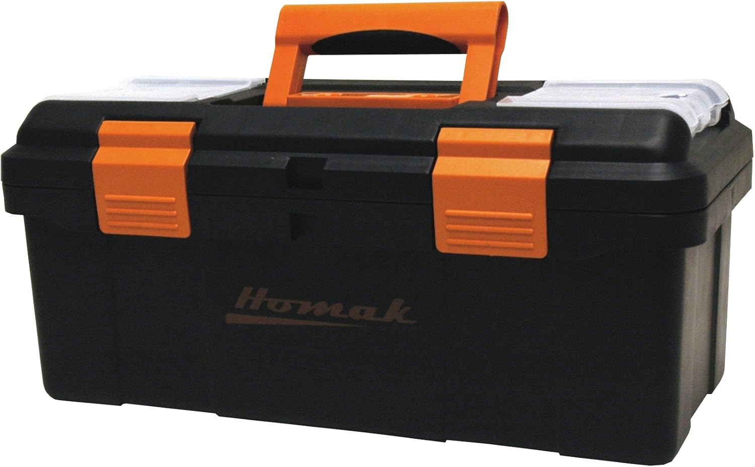 Homak 16Inch Plastic Tool Box with Tray and Dividers